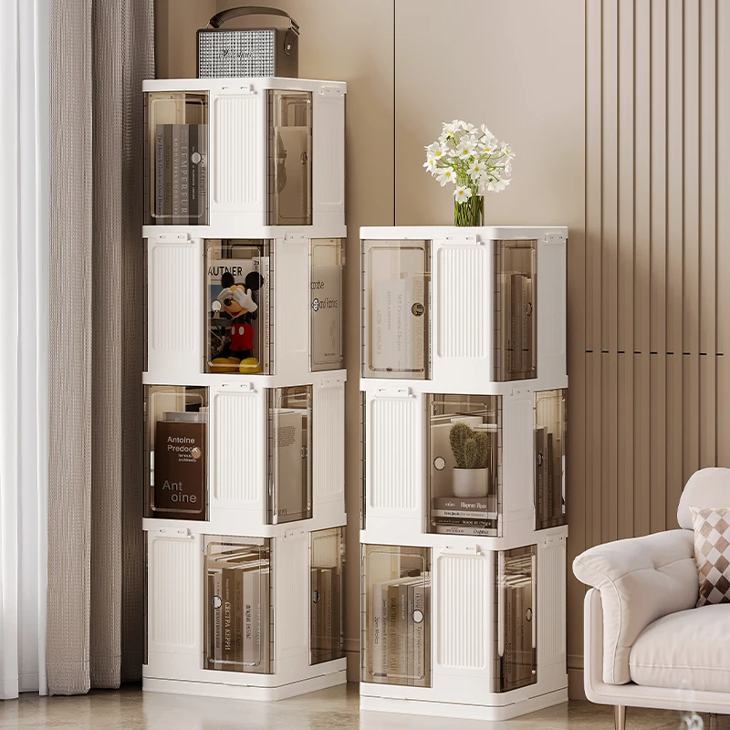 Rmier rotating bookshelf multiple layers  large capacity book storage shelves multifunctional living room storage container