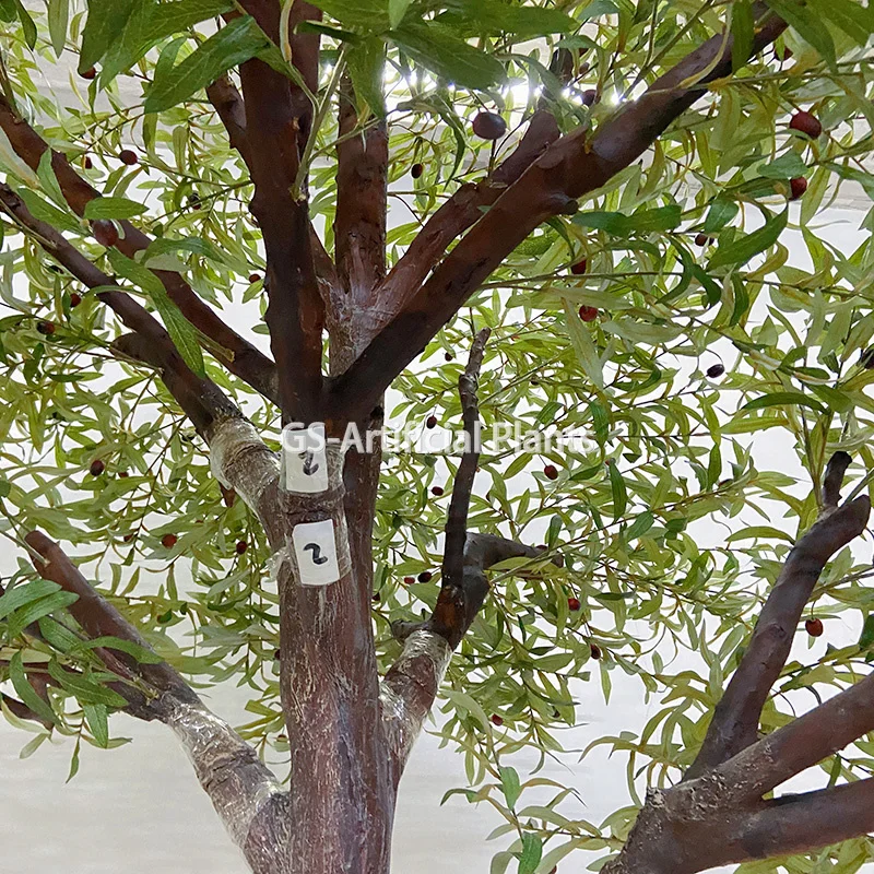 Artificial olive green leaves plant decor in home tree branch simulation plant artificial olive trees
