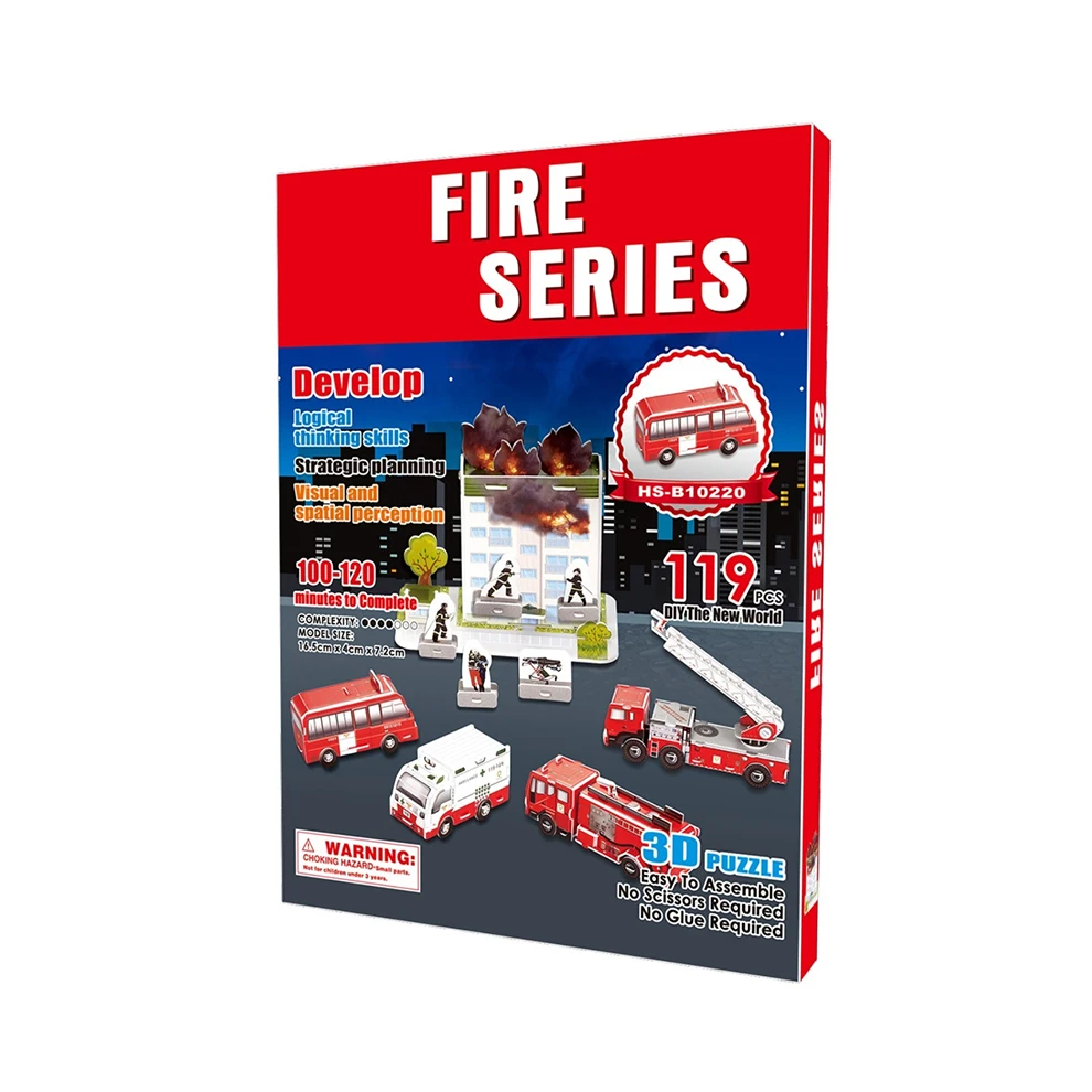 Foam Paper Model DIY Assemble Toy 3D Puzzle Fire Truck With 119PCS/BOX