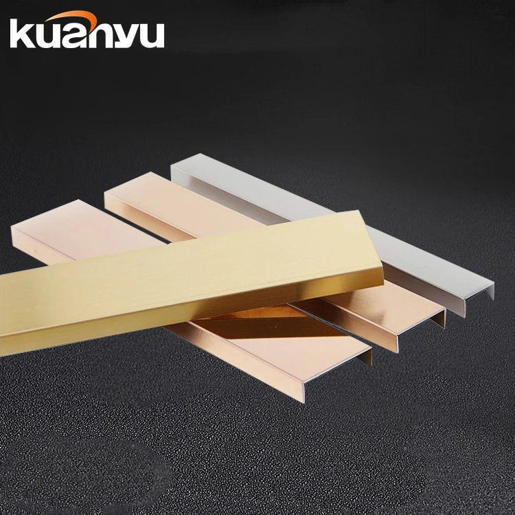 
High Quality Hot Selling Multiple Colour Luxurious Shiny Mirror 304 Stainless Steel Decorative Strips Square Edge Tile Trim 
