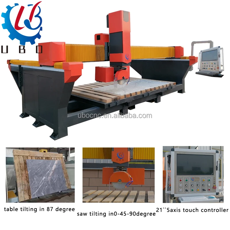 UBO cnc маршрутизатор резьба по камню 3d 5 оси мост пила гранит с 87 градусов поворотный стол