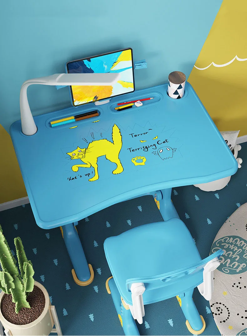 RHS-DC18cheap Children Drawing StudyTable Chair Set Pink Blue Home use Student Chair Desk KidsGymPrimary school desk chair sets