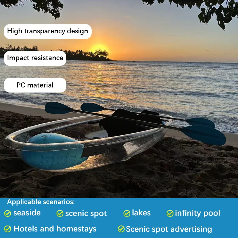 The Double Transparent Kayak Allows You to See the Ocean Drifting Scenery of the Glass Boat on the Bottom.
