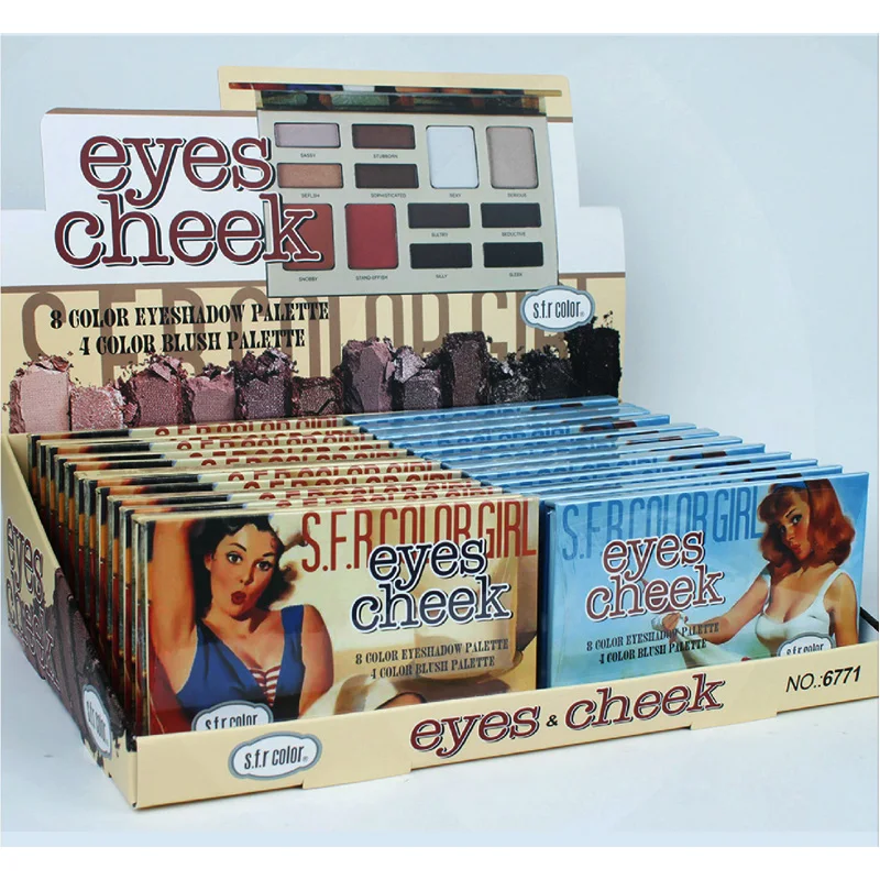 Neon Eyeshadow Pigments Custom Private Label Shimmer Matte Cheek Blush Powder Face Make Up Palette Cardboard