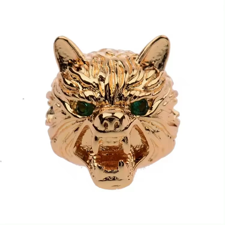 Fashion Glamour Punk Wolf Head CZ Pave Zircon Pendant Bracelet Animal Beads Charms Opp Bag Jewelry Findings Components Accessory