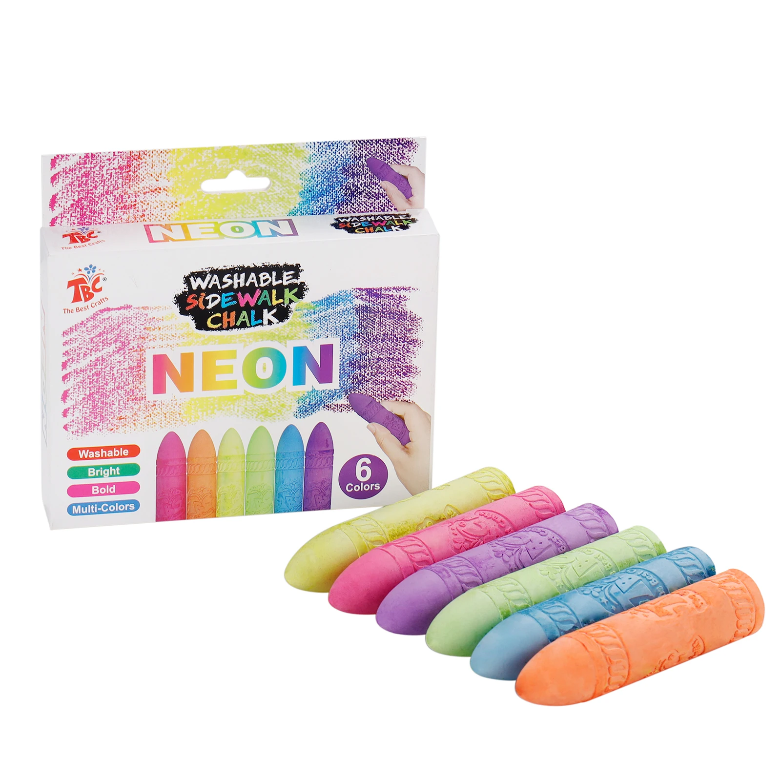 Best Price Large Supply Nontoxic 6pk Colors Kids Drawing Art Outdoor Fun Neon Washable Sidewalk