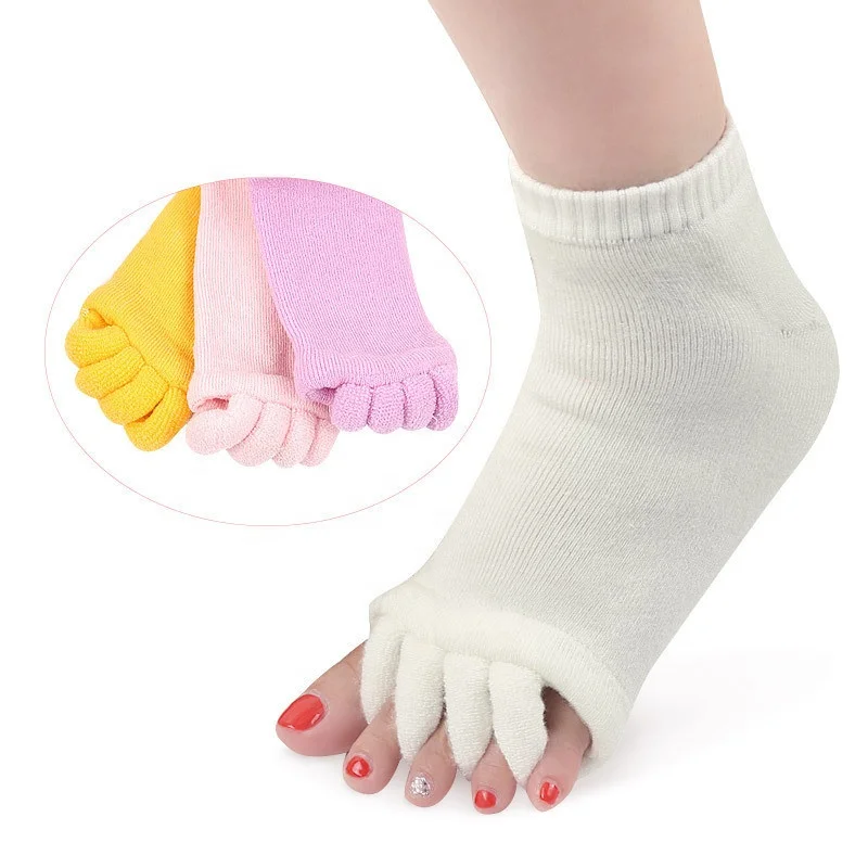 In Stock Custom Knitted Five Finger Socks cotton split open toe correction thumb eversion women Yoga Socks