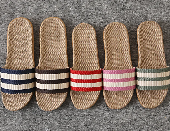 New style couple indoor slippers wooden floor cotton linen slippers non-slip men  women thick sole summer wholesale zapatillas