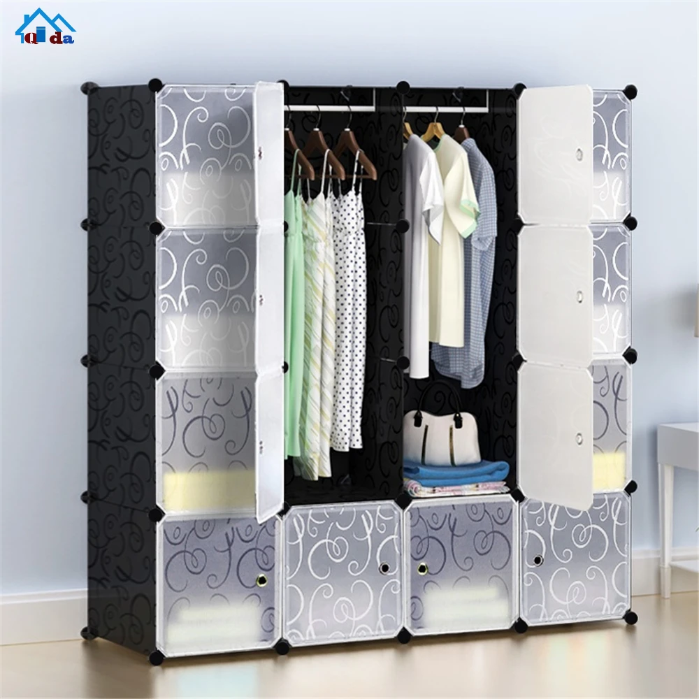 
Online Simple Portable Folding Plastic pp Baby Kids Wardrobe Design 