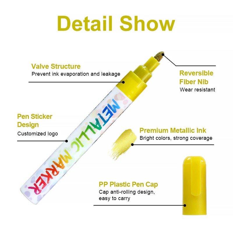 Hot Selling High Quality Liquid Chalk Markers 8 Metallic Color Double Head Art Marker Pens Plumones De Colores