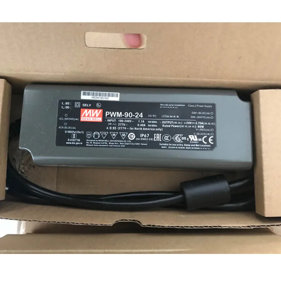 PWM-90-12Da Светодиодный источник питания для светодиодных полос Ip67 90 Вт 12 В Dali с регулируемой яркостью