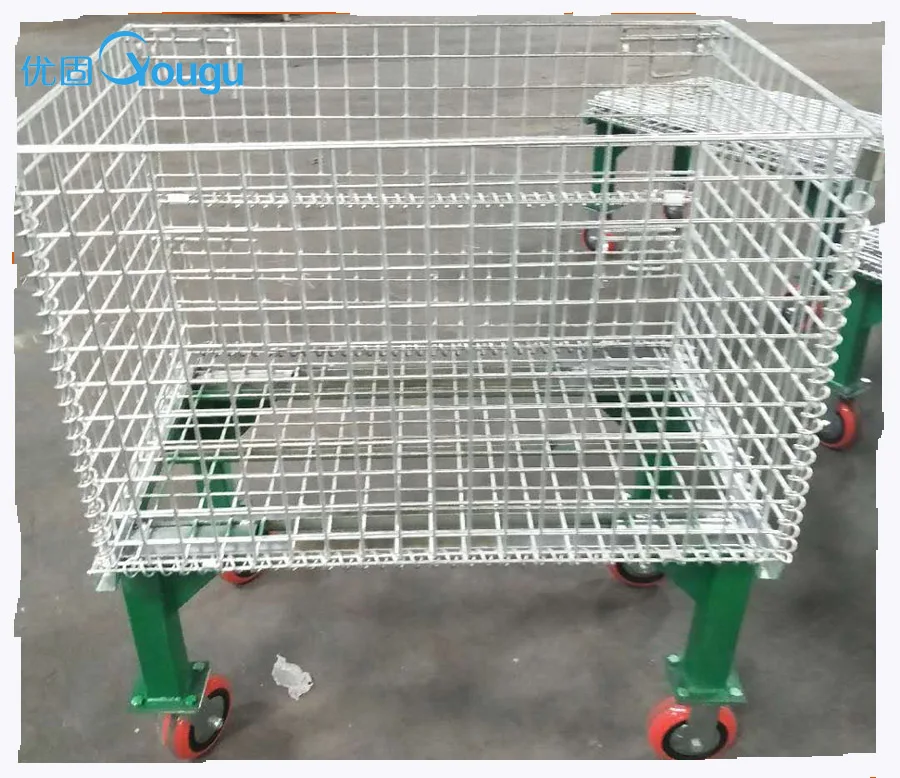 
warehouse customized stackable foldable stainless steel cage/wire mesh container 