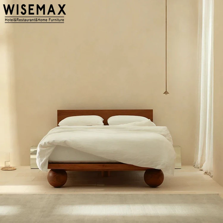 Мебель WISEMAX современная мебель для спальни рама из массива дерева ореха белая ткань двуспальная кровать большого
