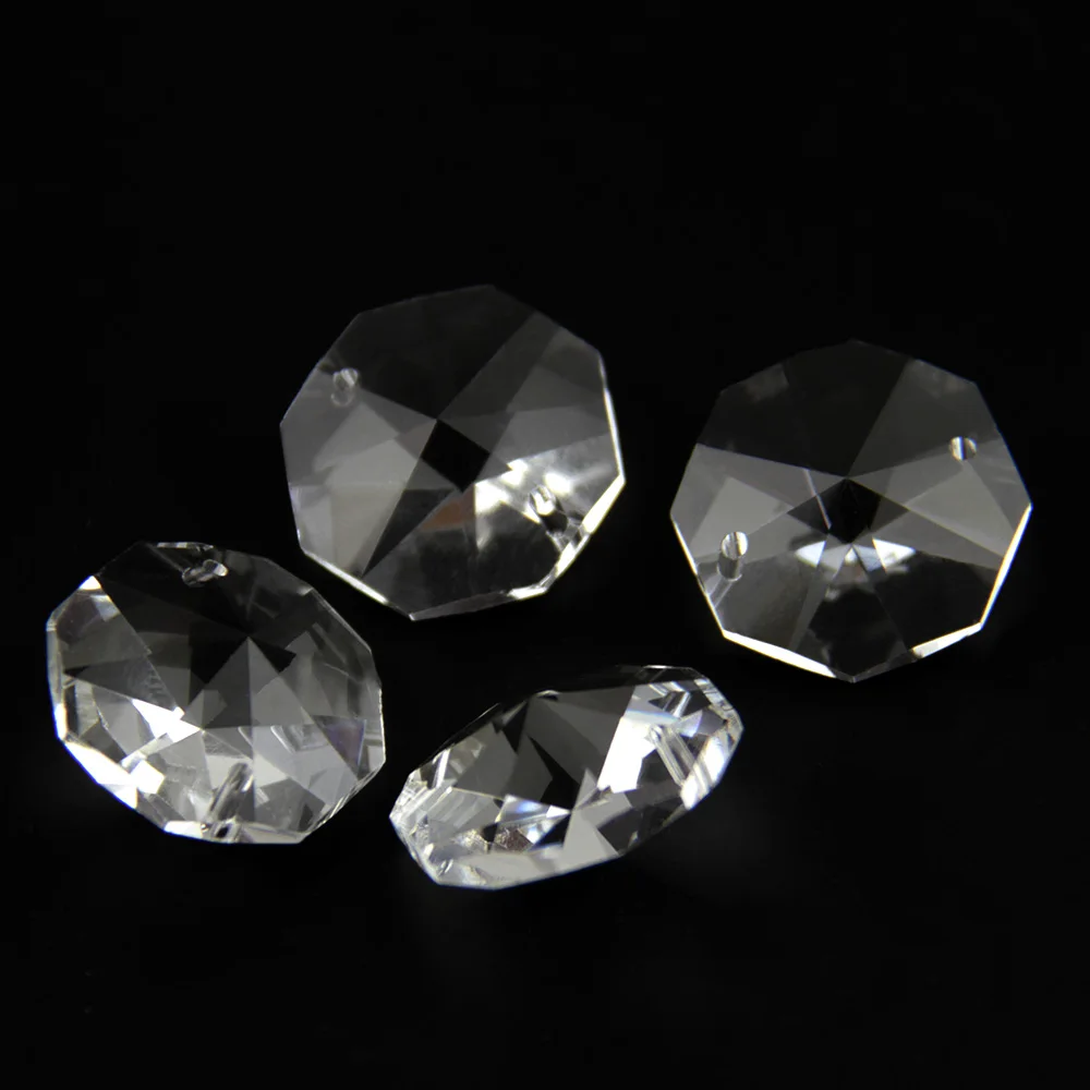 Wholesale Multi-Size K9 Crystal Two Holes Octagonal Chandelier Beads Octagonal Prism Chain Home Decoration