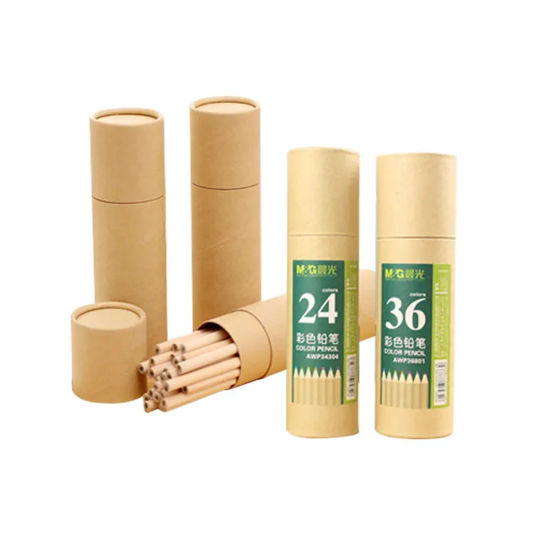 Custom Printed Cardboard Cylinder Candle Packaging Gift Round Kraft Paper Boxes With Lid
