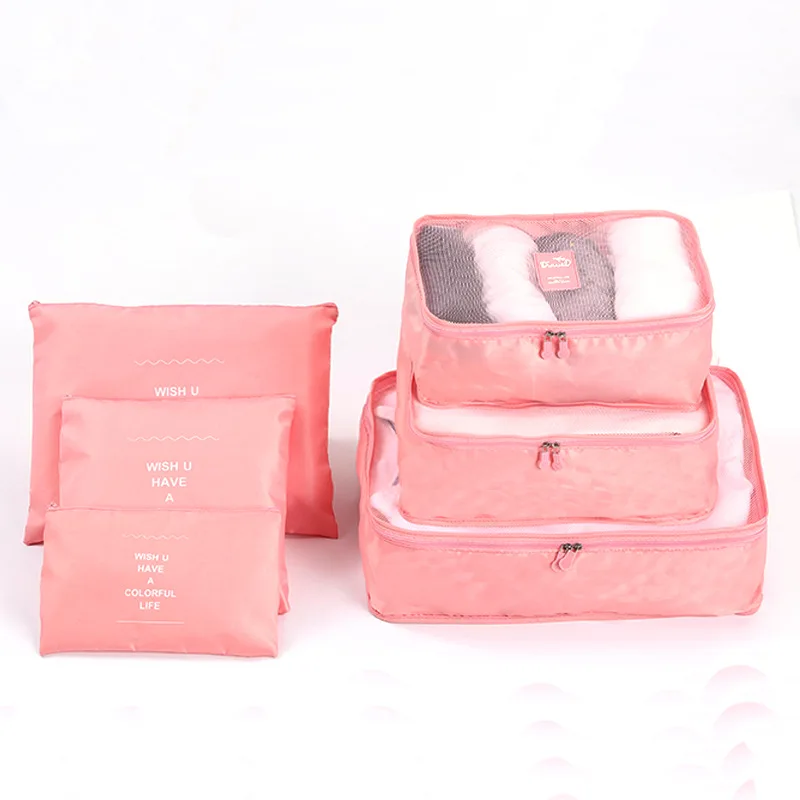 customized luggage bag organizer travel accessories set waterproof packing cubes 6 piece wholesale