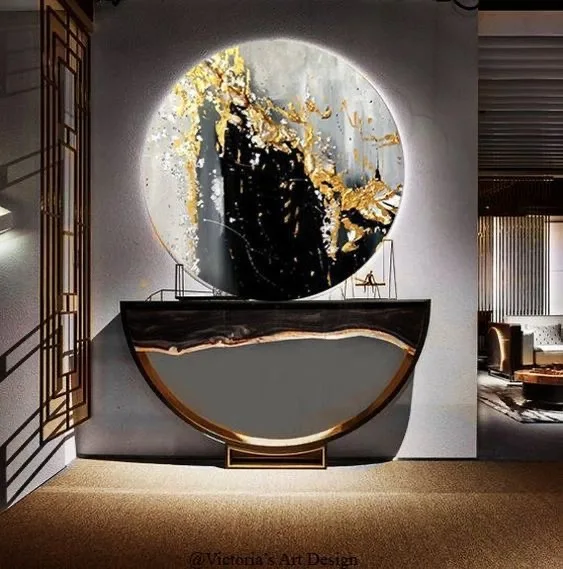 Cheap Price Metal Art Designer Hotel Hall Stainless Steel Marble Entryway Living room Corner Console table with Mirror