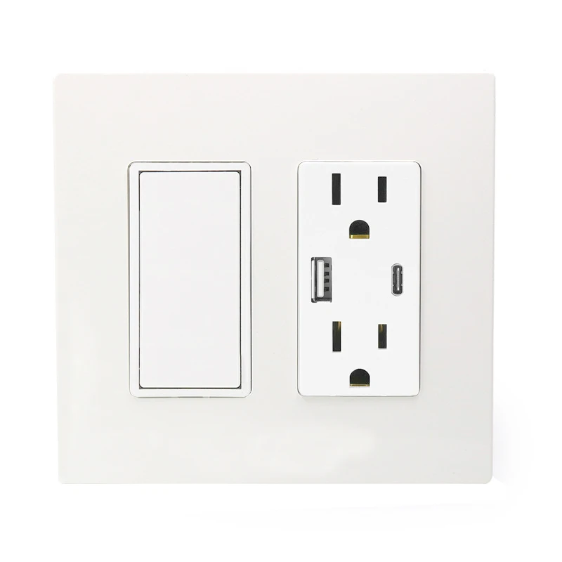 American Duplex Receptacle Tamper Resistant 4.8A Type A C USB Outlets Wall Electrical With Usb Socket