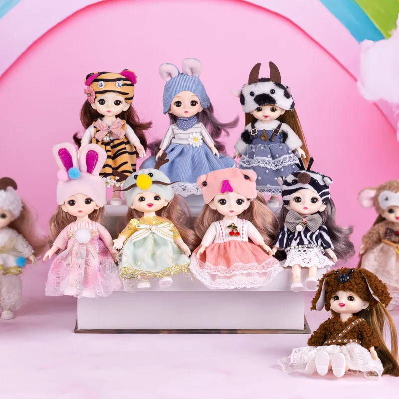 HWL девочка игрушка BJD мини куклы 13 подвижной шарнир для 3D «большие глаза» красивая «сделай сам» с одеждой одеваются 1/12 Модная Кукла