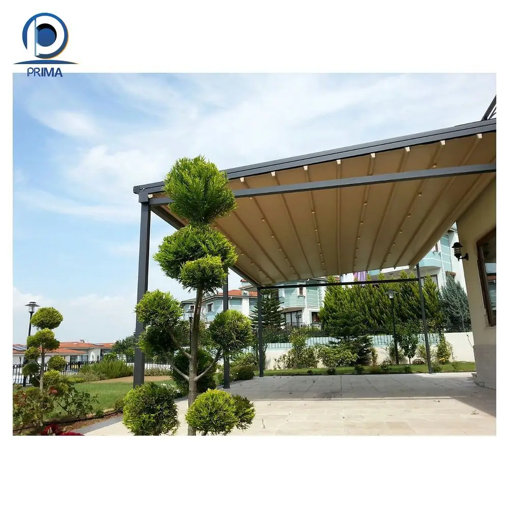 Prima Factory Price Silent Folding System Aluminum PVC Pergola Automatic Awning Retractable Roof