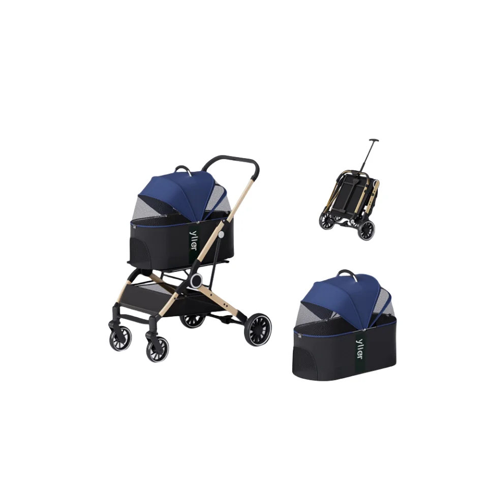 2024 New Outdoor Detachable Washable Multifunctional Luxury Pet Stroller Portable Foldable Travel Pet carrying basket