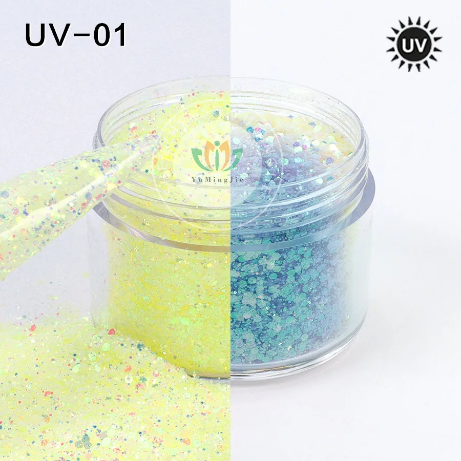 Wholesale Bulk Photochromic Chunky Mix UV Glitter Powder For Nail Art