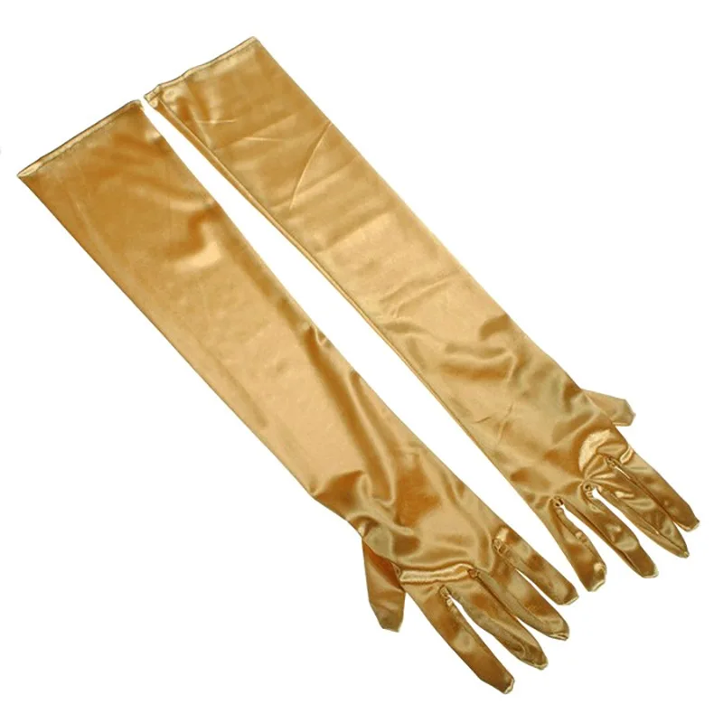 Extended over-the-elbow satin bridal gloves Spandex sunblock Scarring wedding photo party wedding dress etiquette gloves
