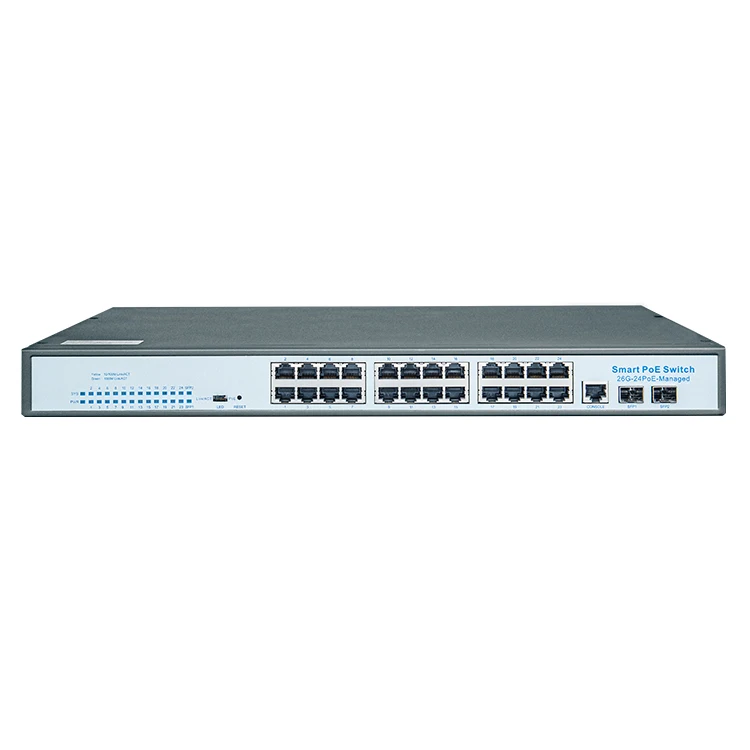 
450W Managed L2 PoE Switch 24 Port with 2 SFP Network switch ethernet for CCTV IP Phone 