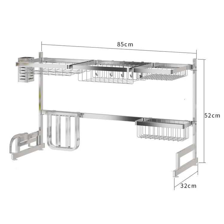 Household drain rack dish drying rack kitchen over sink 304 stainless steel dish storage drying rack for kitchen storage shelf
