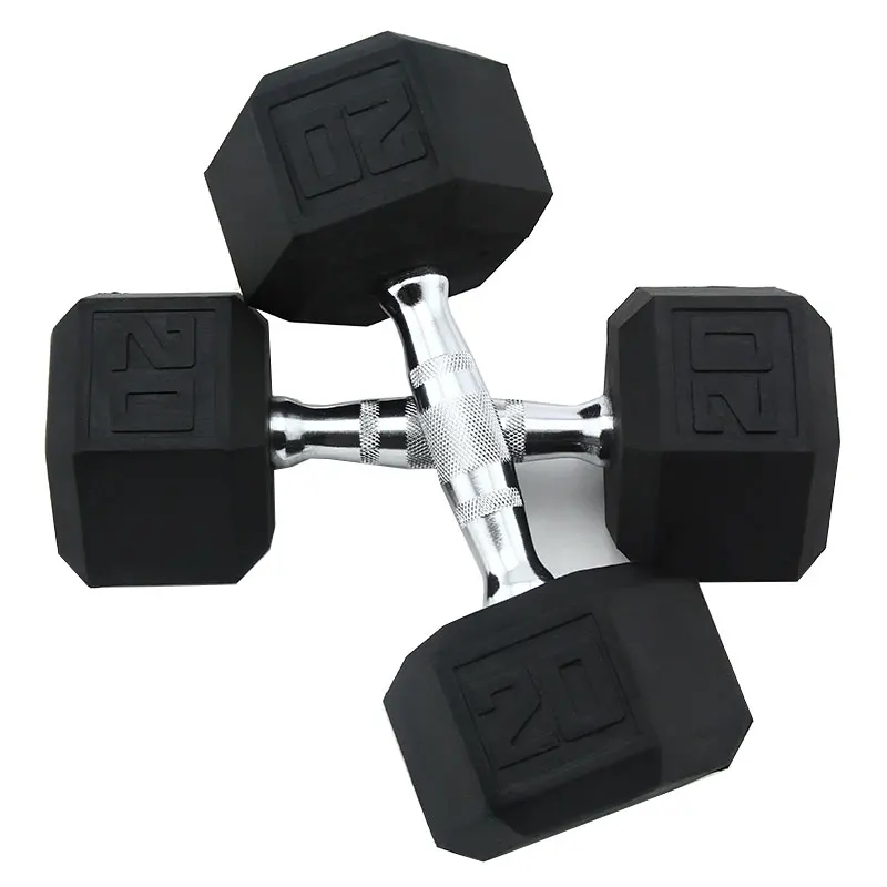 High quality  power training equipment rubber hexagonal dumbbell Type rubber dummbell in weight lifting