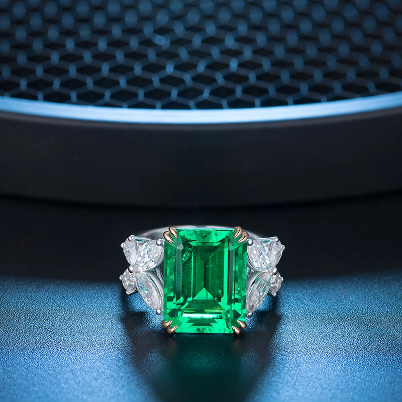 Anster высококачественный лабораторный Выращенный изумруд 6.262ct большой камень 18k золото с пользовательским логотипом дизайн обручальное кольцо