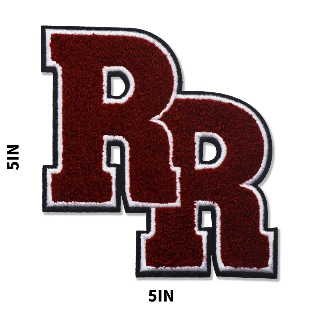 Heat Press 3d Embroidery Round Rock High School Logo Rr Chenille Letter Patch Iron On Patches Badge For Clothing