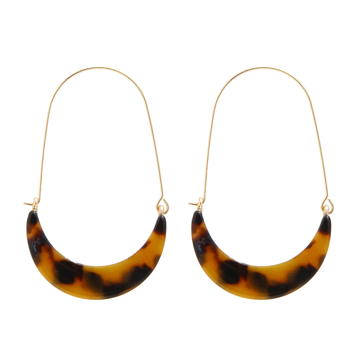 
Wholesele Lancharmed U Shaped Resin Hoop Earrings Acetate Leopard Earrings for Women 