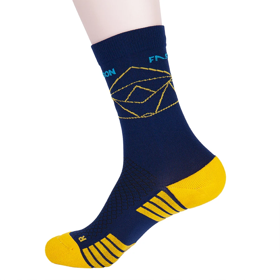 Unisex crew jacquard logo towel bottom athletic honeycomb custom running sport logo socks