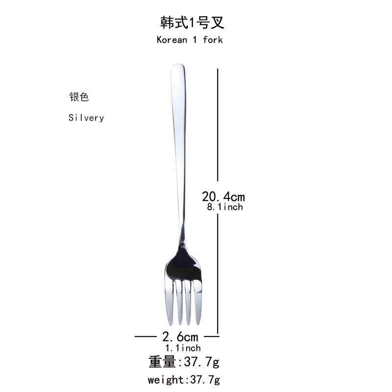 
Good sell 304 stainless steel colorful Korean metal plating color fork 