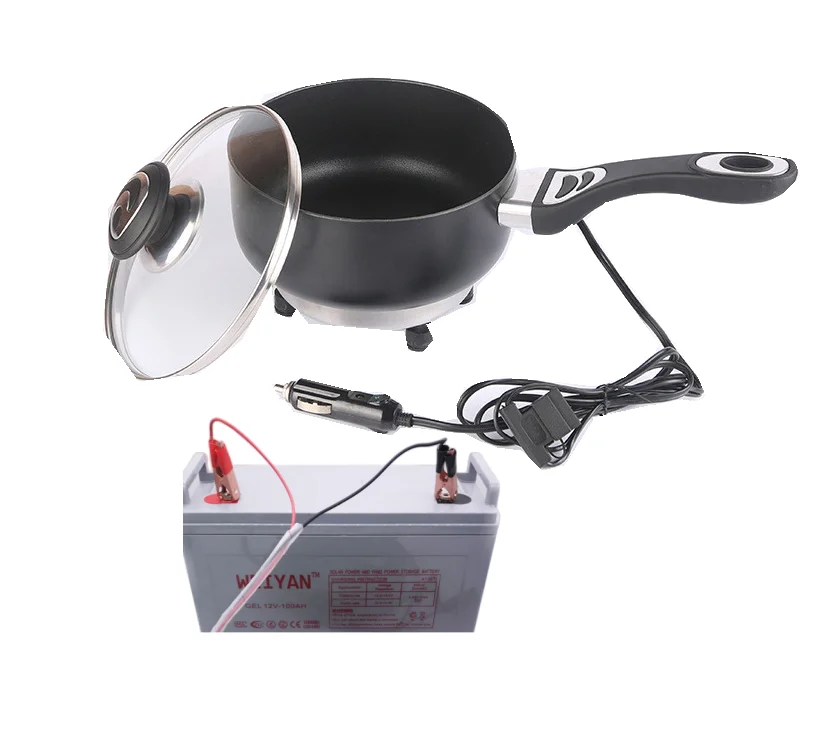 12V/24V DC Solar Battery Powered Car Use Multifunction Electric Boiling Frying Pan