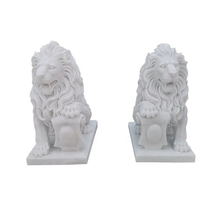 outdoor garden decoration life size white marble lion statue