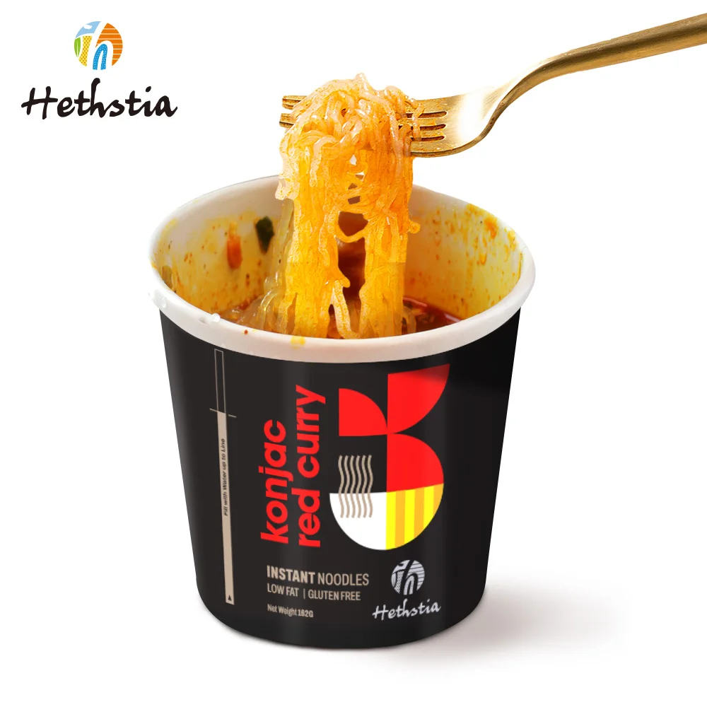 Private label Instant Odorless Low-carb Asian-inspired Red Curry Konjac Cup Noodles