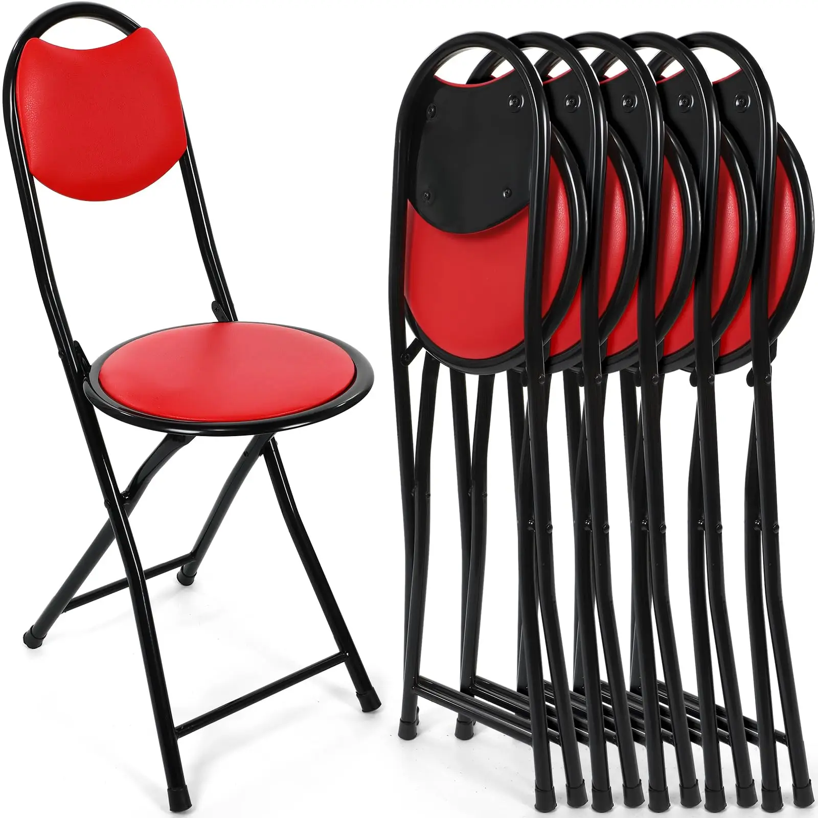 Factory Direct Sale Cheap Folding Bar Stool Cushioned Padded Folding Stool with Back Portable Counter Height Folding Chairs