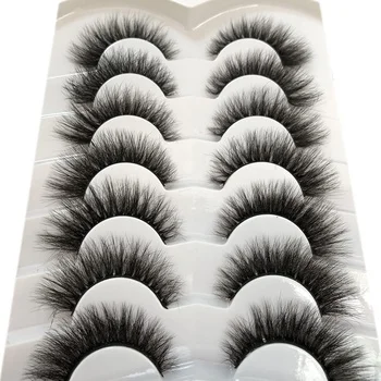 Eyelashes Cat Eye Wispy Faux Mink Lashes Pack Fluffy Short Natural Fake Lashes 7 Pairs Multipack