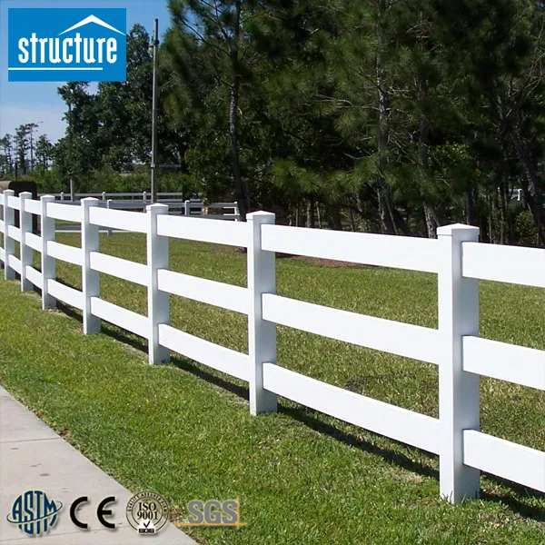 PVC Vinyl Plastic Rail Used Horse Paddock Fence Panels For Farm