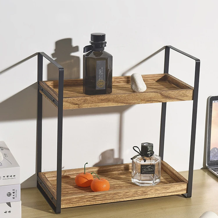 Two layer wooden bathroom shelves directly sold by the factory