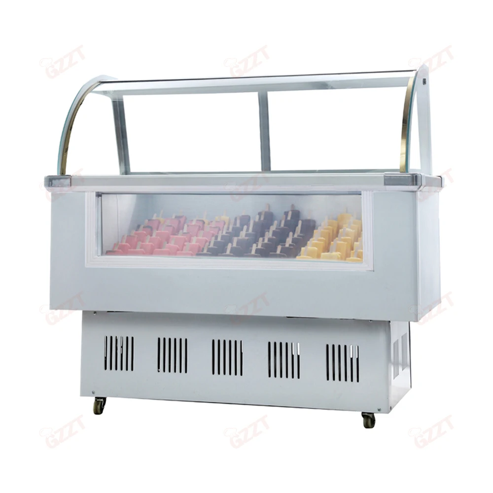 Economical Commercial Popsicle Fridge Fried Yogurt Ice Cream Gelato Display Showcase Refrigerator Freezer 7-Level Temperature