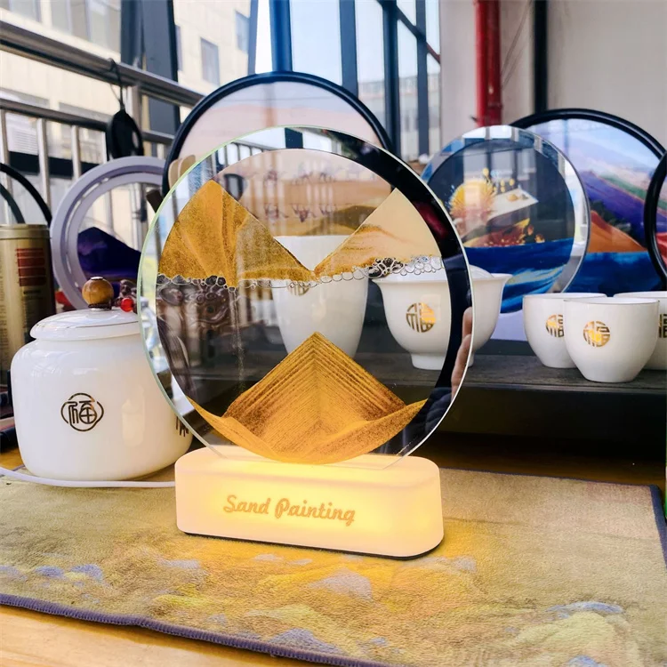 Hot Sell Hourglass RGB LED Table Lamp Moving 3D Hourglass Decorative Quicksand Table Lamp With USB Cable Night Light