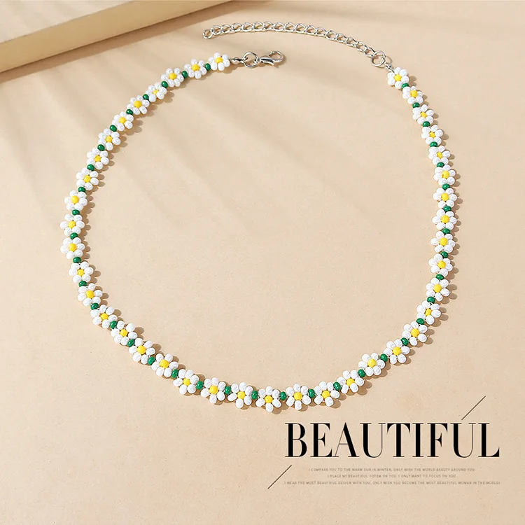 2022 Summer Xiaolong Flower Duogizhu Neck Chain Girls Mandarin Popular Handmade Steak Beads