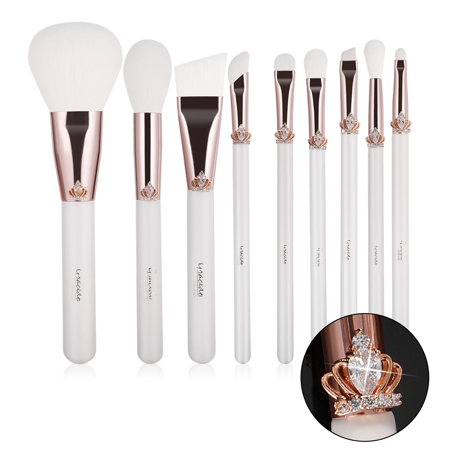 Wooden glitter rose gold brushes for makeup Individual private label wood makeup brushes set