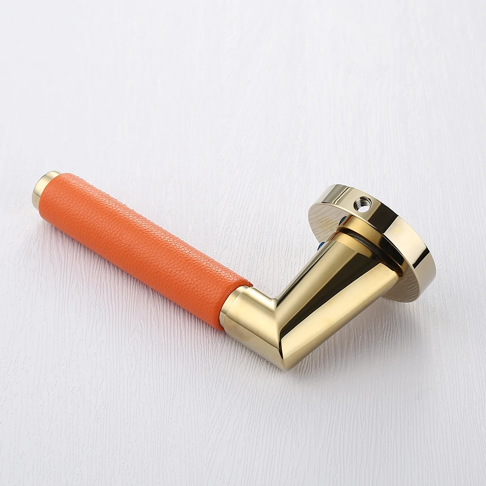 Filta European Leather Zinc Alloy Doors Handle Lock Interior Bedroom/Bathroom lock Home Room Safety Door Lever Handles