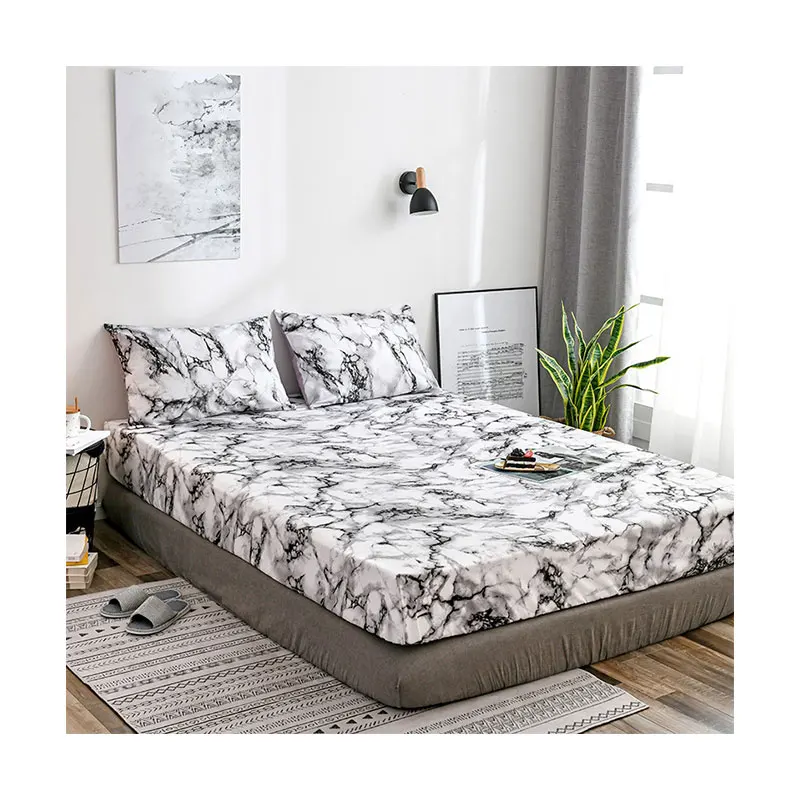 Modern All-Season 100% Polyester Bedding Sheet Set Printing Bedding Set Home and Hotel King Size Duvet Cover