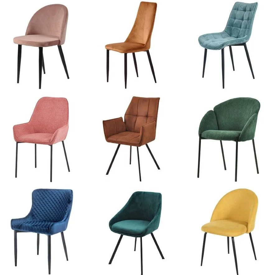 Набор бархатных стульев в скандинавском стиле, современная роскошная уличная мебель для столовой, ресторана