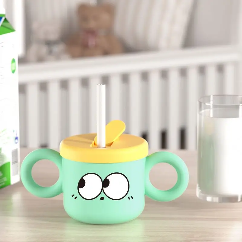 BPA Free Eco Friendly Custom Safe No-Spill PP Silicone Sippy Learning Water Cups With Lid Straw Baby Infant Toddler Cup